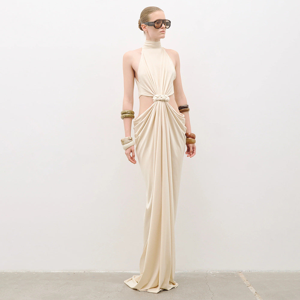 Twisted Hollow Out Cutout out Embellished Maxi Dress Winter Women Clothing Turtleneck Sleeveless Cropped Outfit Niche Dress Visual by Ragazza