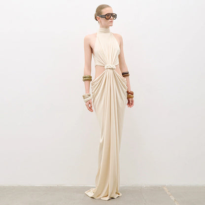 Twisted Hollow Out Cutout out Embellished Maxi Dress Winter Women Clothing Turtleneck Sleeveless Cropped Outfit Niche Dress Visual by Ragazza