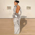 Autumn Winter Metallic Sexy Backless Skinny Slimming Slim Dress Women Metallic Coated Fabric Dress by Ragazza
