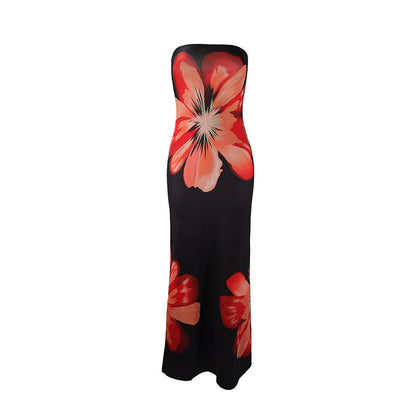 Summer Fashionable Elegant Sexy Bandeau Slim Fit Long Seaside Casual Holiday Dress by Ragazza