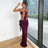 Spring Women Clothing Cropped Outfit Sexy Bandeau Bead Necklace Floral Oblique Shoulder Strap Dress by Ragazza