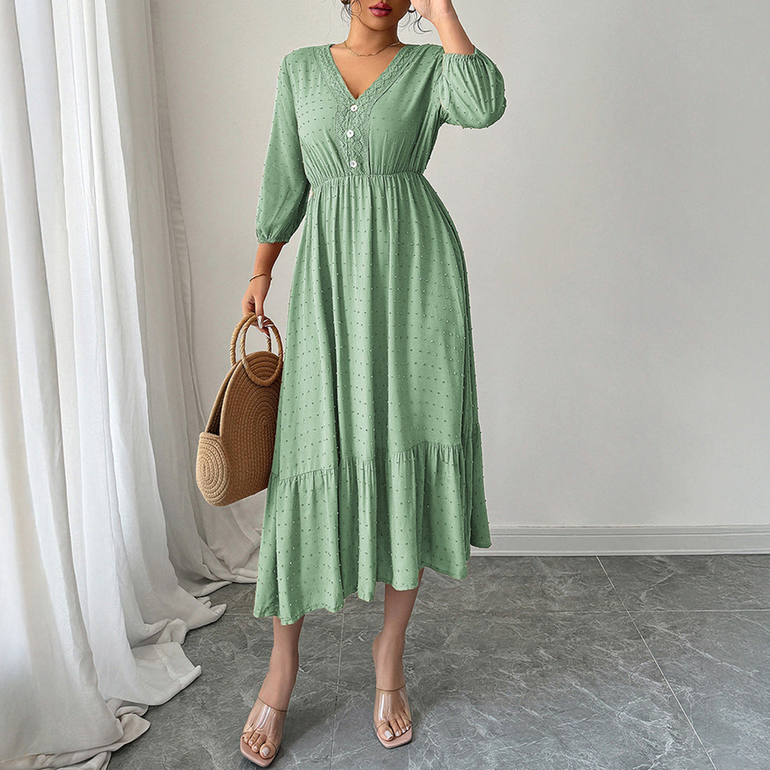 Women Clothing Autumn Casual Holiday All Match Long Dress by Ragazza