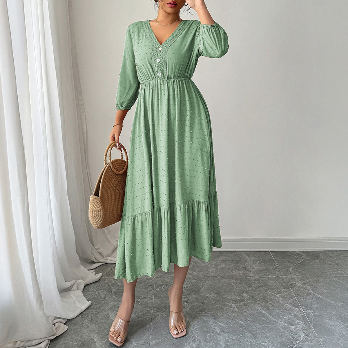 Women Clothing Autumn Casual Holiday All Match Long Dress by Ragazza