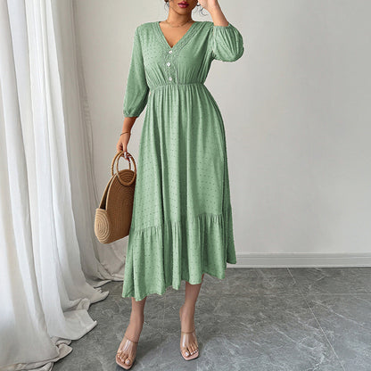 Women Clothing Autumn Casual Holiday All Match Long Dress by Ragazza
