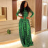 Retro Elegant Women Pleated Big Hem A line Dress Turtleneck Long Sleeve Printed Waist Controlled Dress by Ragazza