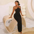 Solid Color Elegant Women Dress Elegant One Step Low Waist Hip Dress Halter Sleeveless Backless Maxi Dress by Ragazza