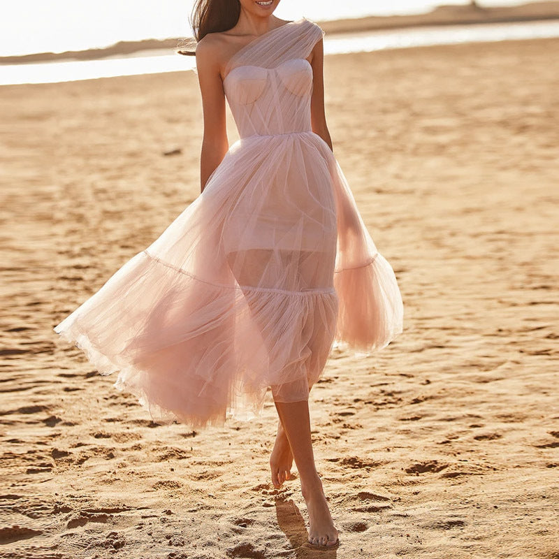 Autumn Winter Women Princess Dress Sleeveless Dress Banquet Dress Host by Ragazza
