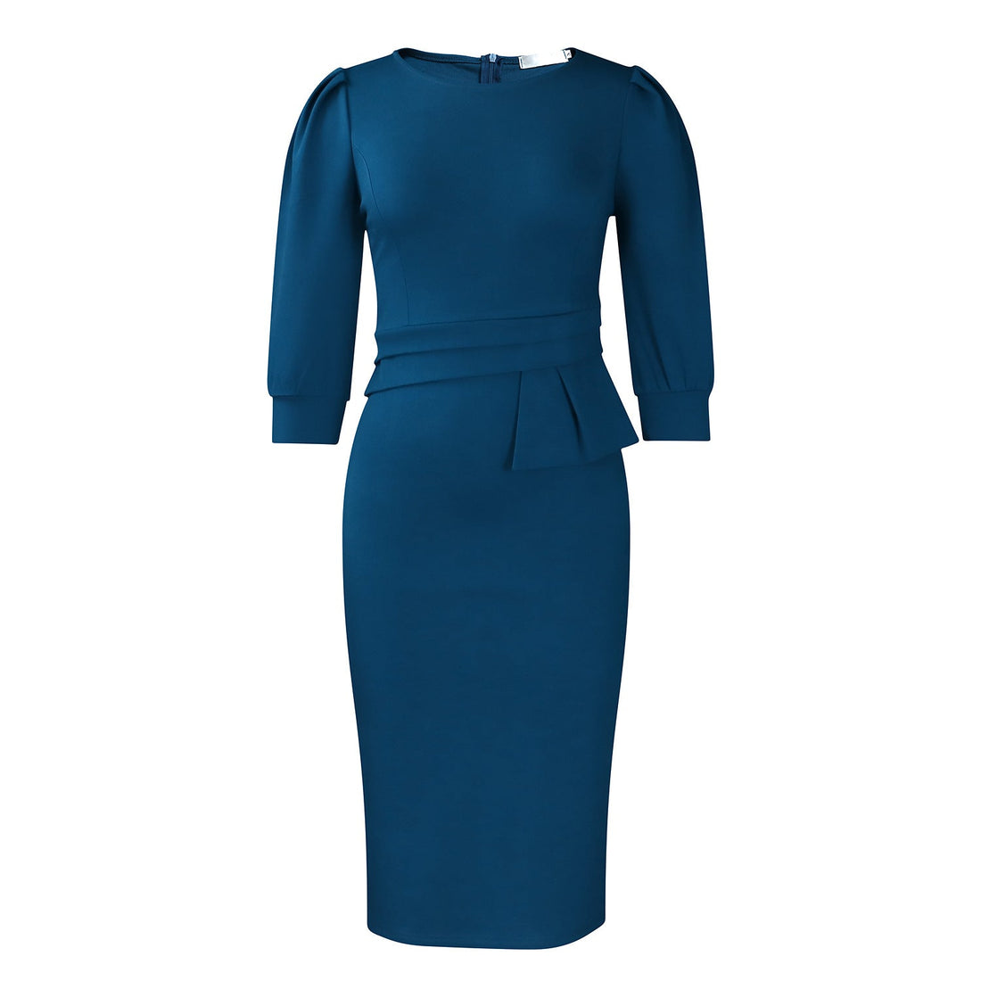 Solid Color round Neck Office Office Hip Dress by Ragazza