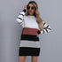 Women Clothing Autumn Winter Color Matching Fashionable Long Knitted Base Sweater Dress  DestGlow