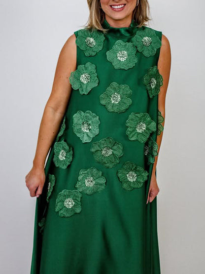 Dress Autumn Winter Heavy Industry Stitching Floral Sleeveless Slim Slimming Textured Dress Women by Ragazza