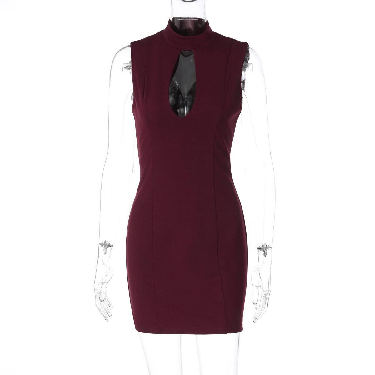 Women Clothing Autumn Winter Sexy Cutout Slim Back Package Hip with a Zipper Dress for Women by Ragazza