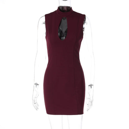 Women Clothing Autumn Winter Sexy Cutout Slim Back Package Hip with a Zipper Dress for Women by Ragazza