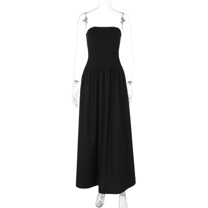 Sexy off Neck Street Loose Long Elegant Tube Top Solid Color Dress for Women by Ragazza