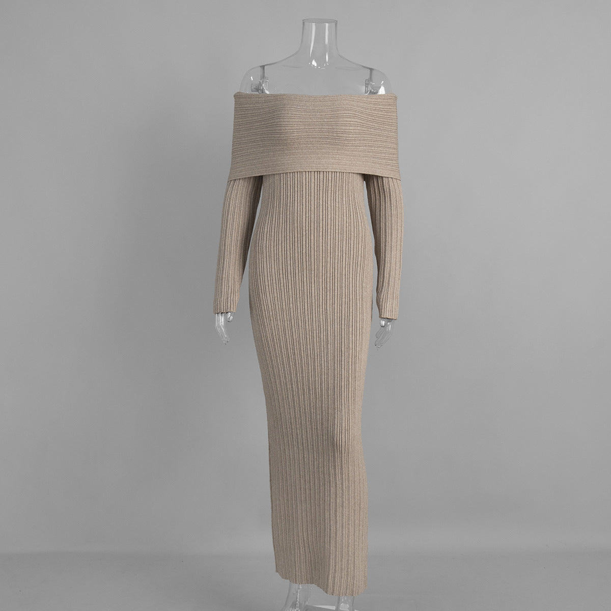 Knitted off Shoulder Long Sleeved Dress Autumn Winter off Shoulder Hip Knitwear Dress Women by Ragazza