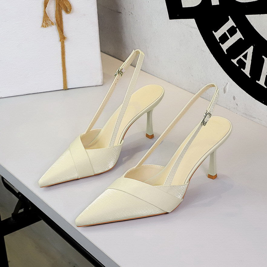 French Satin Ribbon Pointed Toe Ankle Strap Buckle Sexy Party Women Shoes Stiletto High Heel Shoes Women Shoes  DestGlow