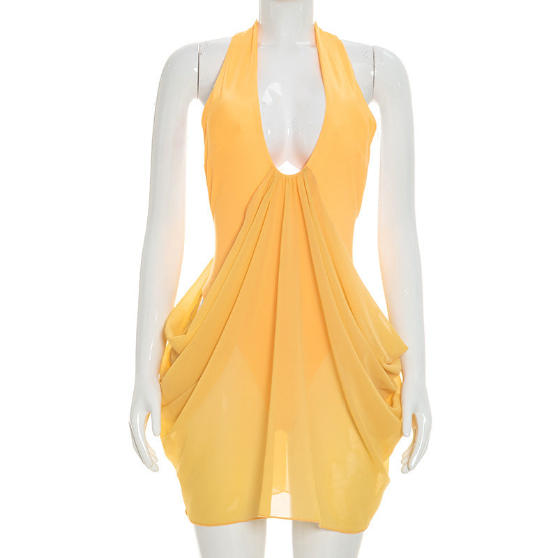 Women Clothing Spring Summer Sexy Halter Stitching Dress for Women  DestGlow