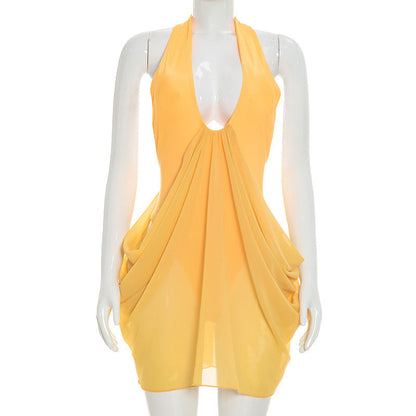 Women Clothing Spring Summer Sexy Halter Stitching Dress for Women  DestGlow
