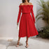 Dating Party Elegant Sweet off Shoulder Long Sleeve Solid Color Women Dress by Ragazza