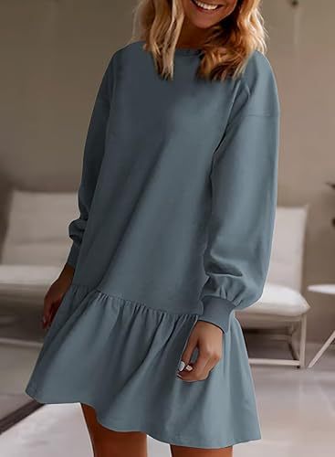 Women Clothing Crisscross Neckline Round Neck Long Sleeve Casual Sweatshirt Dress by Ragazza