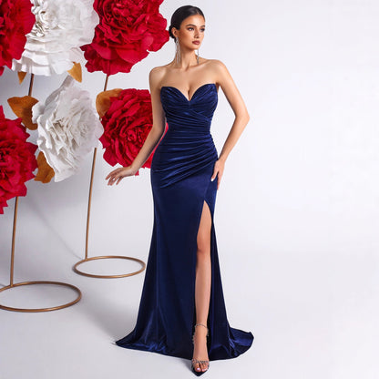 High Grade Slim Fit High End Evening Dress Cocktail Host V neck Sexy Split Dress by Ragazza