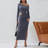 Fall Women Clothing Opening Design Slim Mid Length Dress by Ragazza