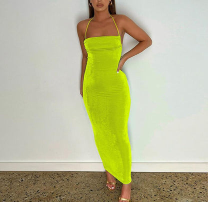 Clothing Summer Sexy Slim Dress Lace up Backless Sheath Dress Long Dress for Women by Ragazza