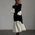 Korean Velvet Autumn French Stitching round Neck Flared Sleeves Dress Loose Maxi Dress Women Clothing by Ragazza