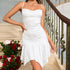 Satin Cami Dress Sexy Backless Irregular Asymmetric Pleated Jacquard Solid Color Dress by Ragazza