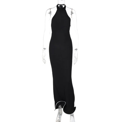 Women lothing Summer Sexy Backless Elegance Sleeveless Halter Wooden Ear Swing Dress by Ragazza