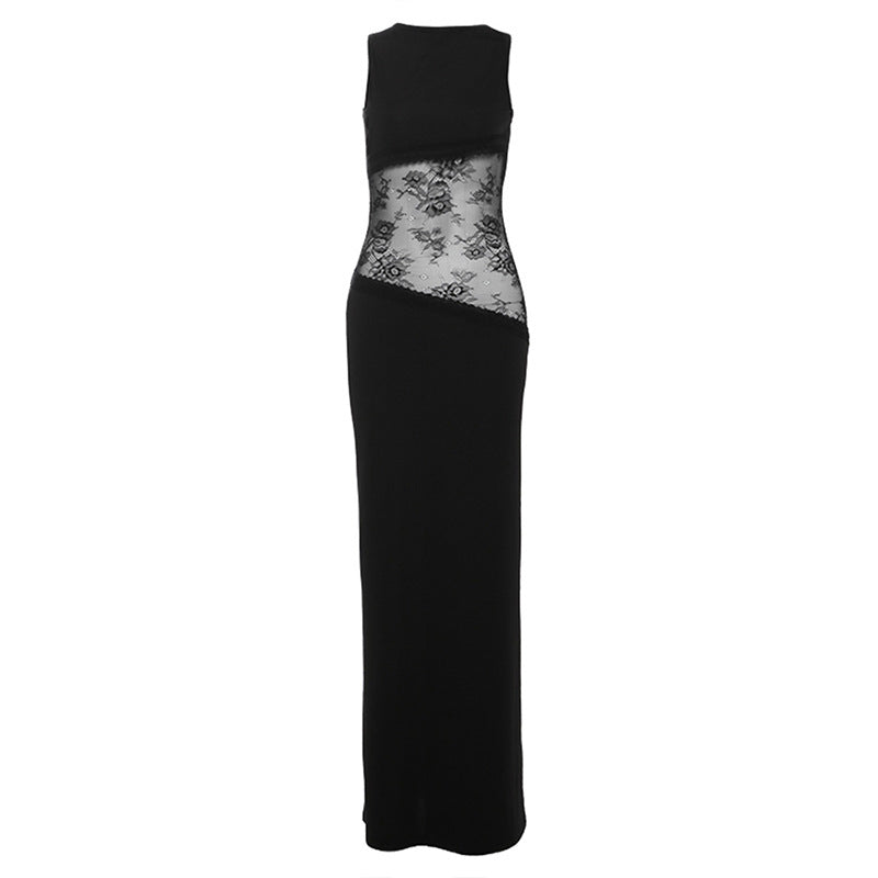 Spring Sexy Slim Fitting Patchwork Lace Backless Dress French Dress by Ragazza