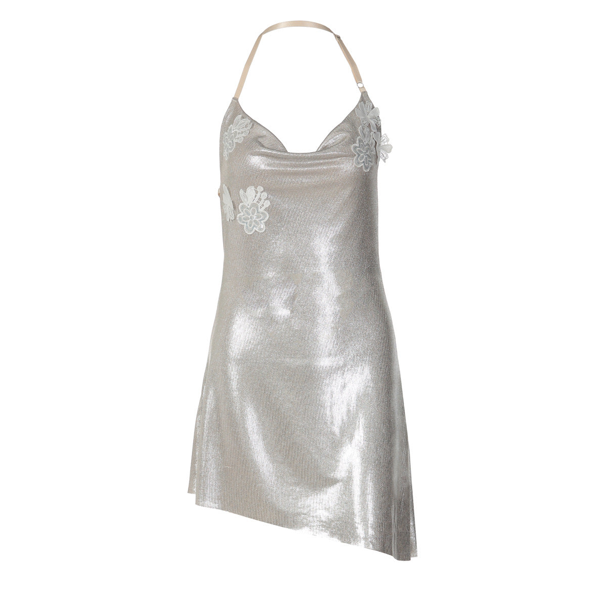 Spring Women Clothing Halter Swing Collar Sexy Backless Bronzing Slim Dress by Ragazza