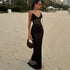 Spring Women Clothing Slim Fit Tied Low Collar Sexy Mesh Stitching Lace Dress Women  DestGlow