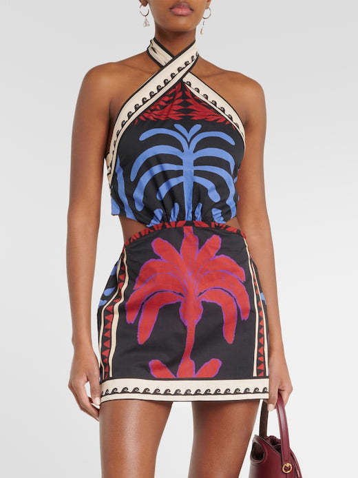 Summer Sexy Halter Positioning Print Holiday Beach Dress by Ragazza