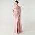 Single Shoulder Crossbody Stitching Mesh Design Satin Slim Cocktail Dress Evening Dress by Ragazza
