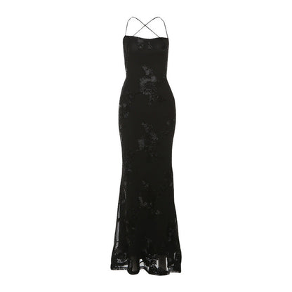 Women Clothing Summer Sexy Slim Fit Slimming Backless Lace up Dress Maxi Dress by Ragazza