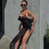 Women Clothing Summer Mesh Sexy See through Slit Slim Fitting Dress by Ragazza