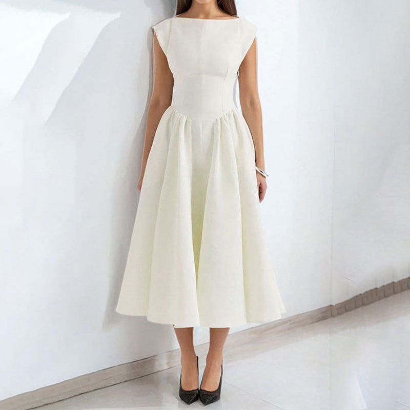 Spring French Sexy Elegant Waist Slimming Sleeveless Back Hollow Out Cutout Dress by Ragazza