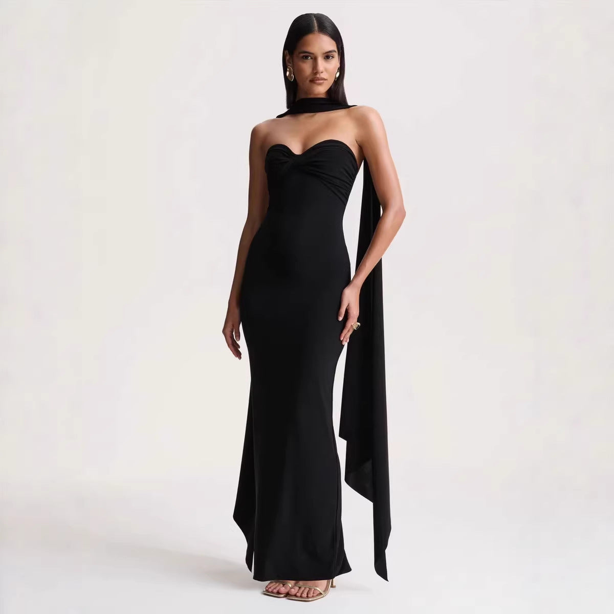 Women Summer Halter Ribbon Twist Woven Wrapped Chest Backless Slim Fit Niche Maxi Dress  DestGlow