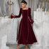 Autumn Winter Party Dress French Ladies Dress Korean Velvet Bell Sleeve Square Collar A line Dress Women by Ragazza