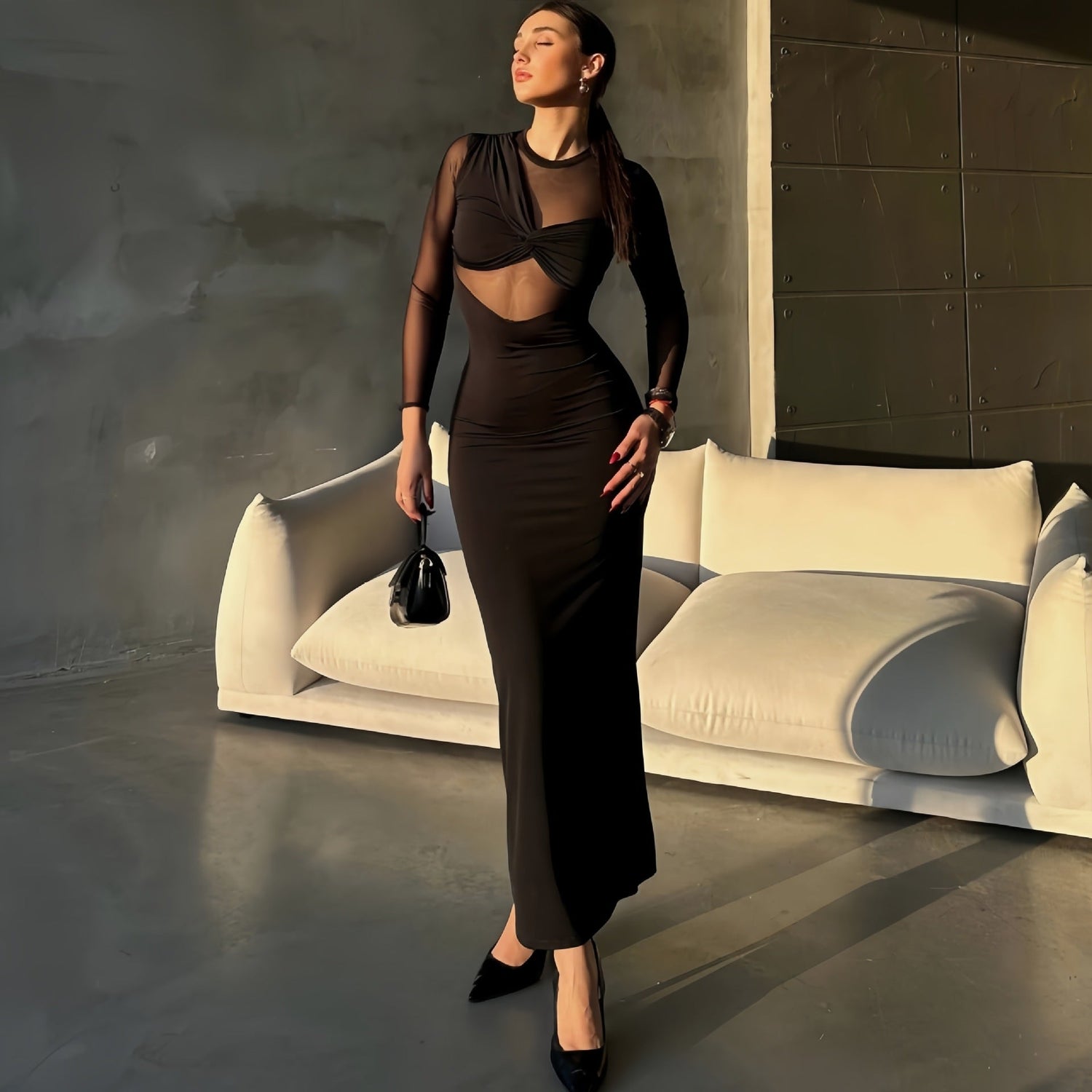 Autumn Winter Personalized Sexy Slim Long Sleeve Hollow Out Cutout Dress Women Clothing by Ragazza