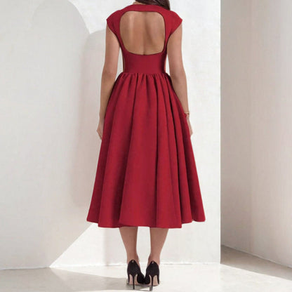 Spring French Sexy Elegant Waist Slimming Sleeveless Back Hollow Out Cutout Dress by Ragazza