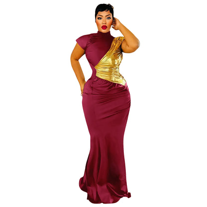 Women Clothing Color Contrast Bronzing Sexy Slim Dress by Ragazza