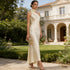 Summer Elegant Retro Solid Color off the Shoulder Dress Slim Fit Slimming Fashionable Dress Women  DestGlow
