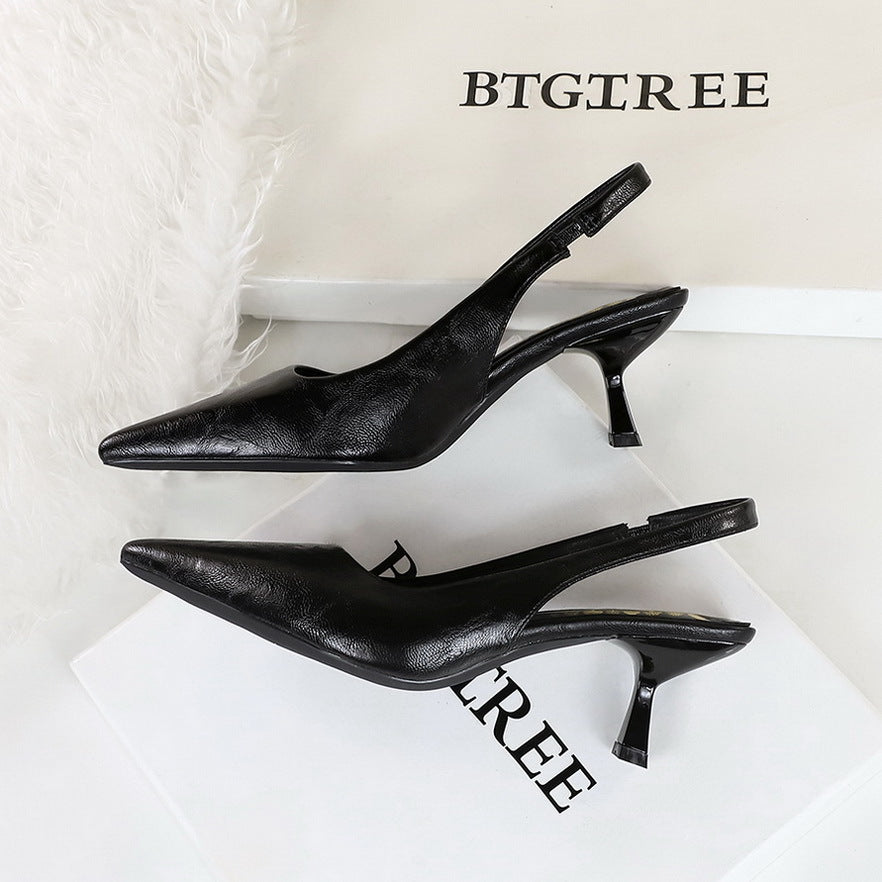 Cocktail High Heels Women Simple Stiletto Heel Hollow Out Cutout Pointed Toe Pumps Back Strap Graceful Fashionable Women Shoes  DestGlow
