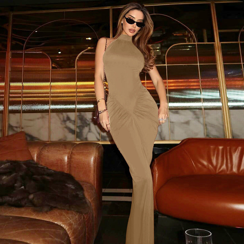 Women Summer Back Zipper Pleated Sleeveless Dress by Ragazza