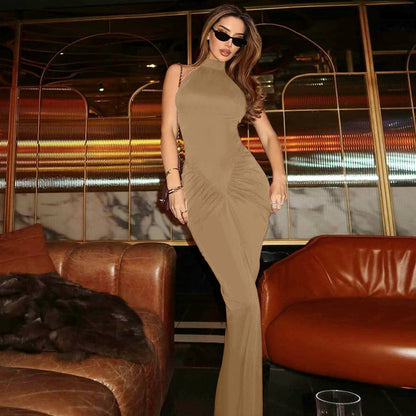 Women Summer Back Zipper Pleated Sleeveless Dress by Ragazza