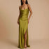 Spring Summer Suspender Split Dress Casual Loose Vacation Satin Dress by Ragazza