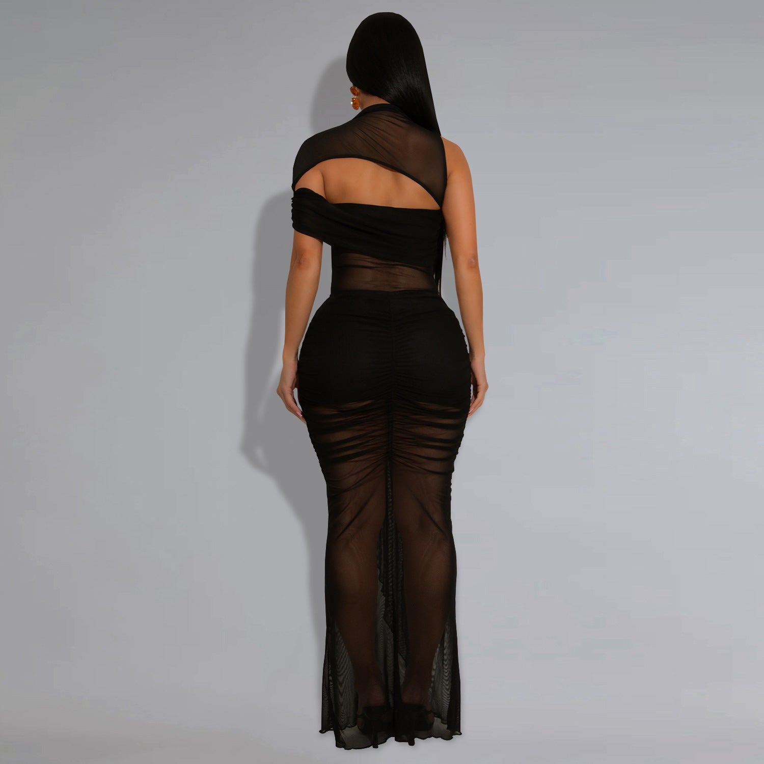 Women Wear Sexy Sheer Mesh Arm Covering Dress by Ragazza