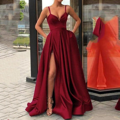 Satin Wedding Dress Spring Bridal Wedding Tube Top Slimming Simple Floor-Length Banquet Dress by Ragazza