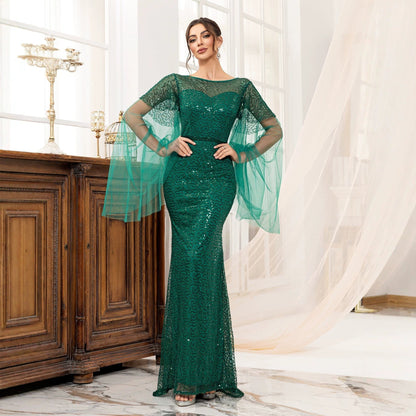 Cocktail Elegant Long Sleeveless Sequined Atmosphere Queen Fishtail Evening Dress  DestGlow